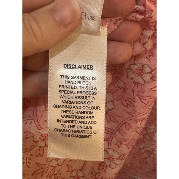 Emerson Fry India‎ Collection Pink Floral Block Print Bardot Peasant Top Large - Picture 9 of 12